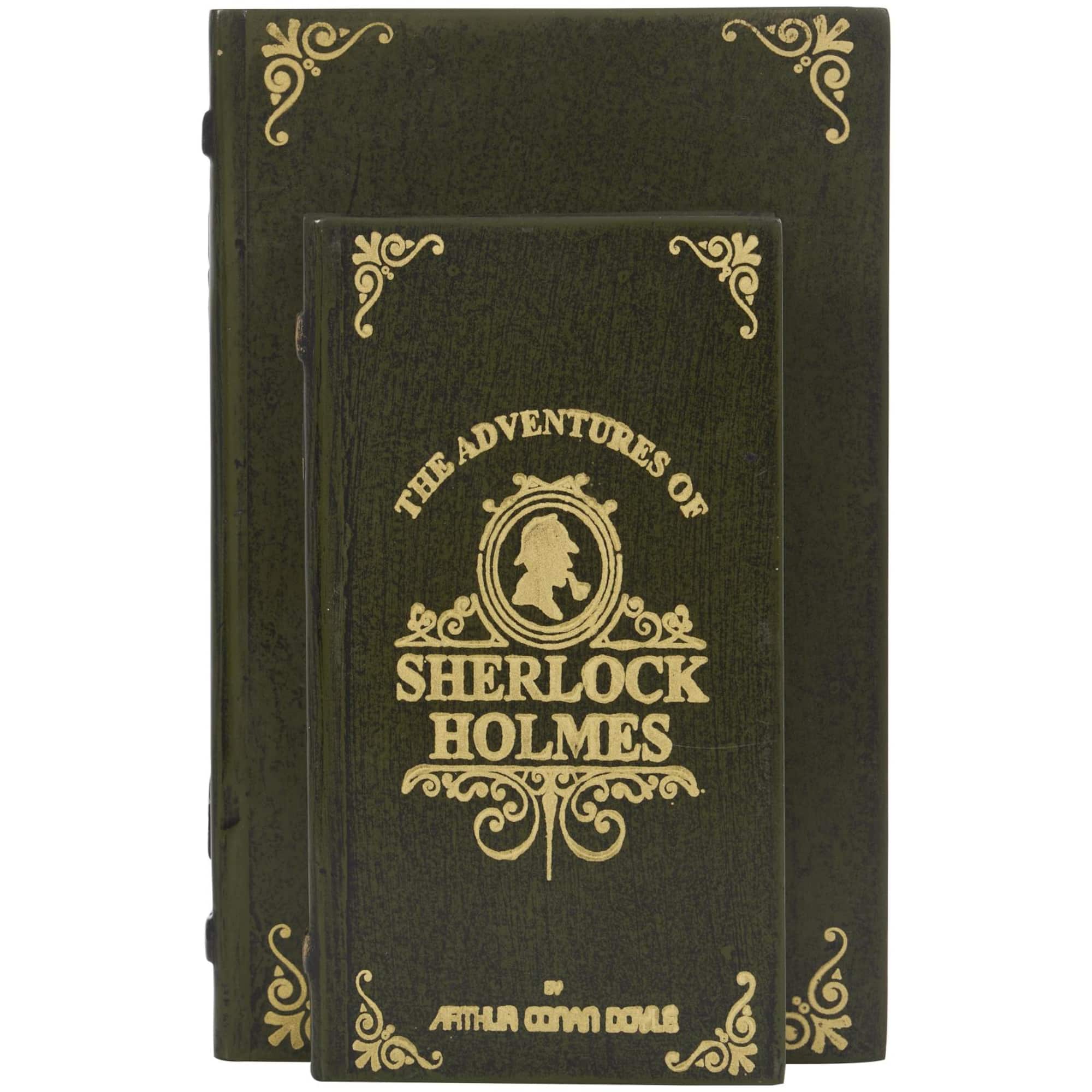 Green Wooden Sherlock Holmes Storage Faux Book Box Set